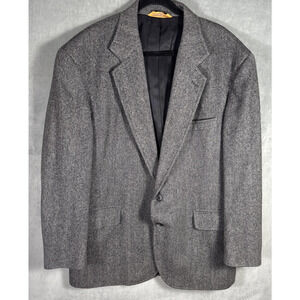 Pendleton Blazer Mens 46 L‎ Black Gray Herringbone Virgin Wool Sports Coat USA